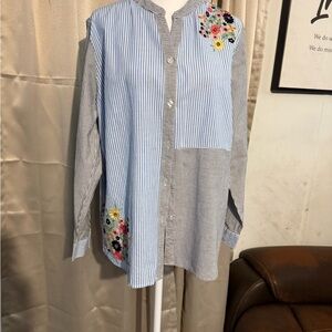Serengeti Blue and White Striped Button Down Shirt